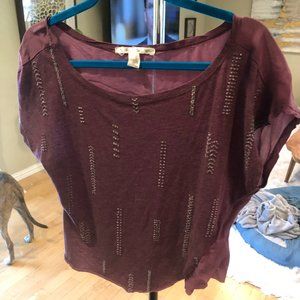 NWOT Bohemian Deep Purple Asymmetrical Crop-Top with Beading